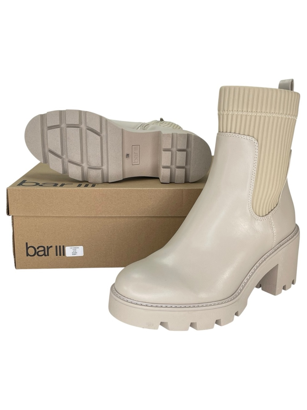 Bar III Versuz Ivory Faux Leather Womens High Too Ankle Boots Size 10M - Picture 12 of 13